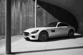 Mercedes under concrete curve 